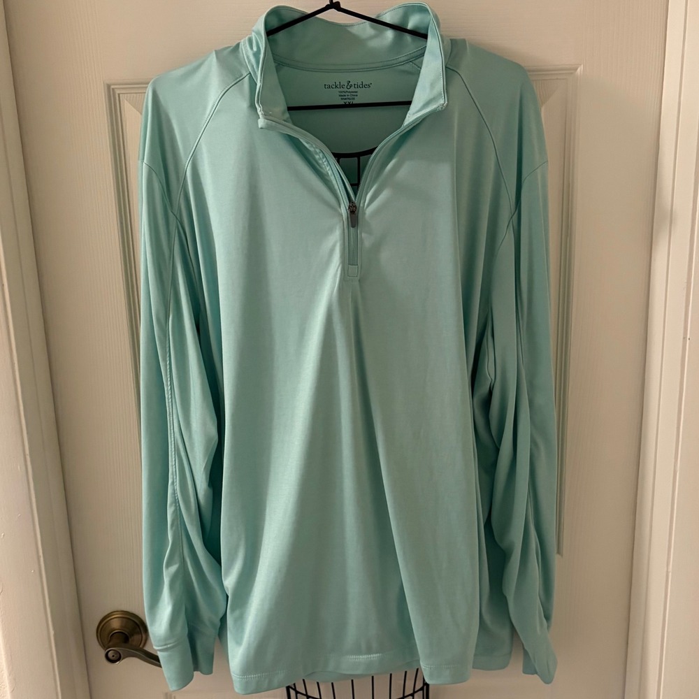 Tackle & Tides Mens XXL Mint Green Quarter Zip Pullover Performance Shirt‎ EUC